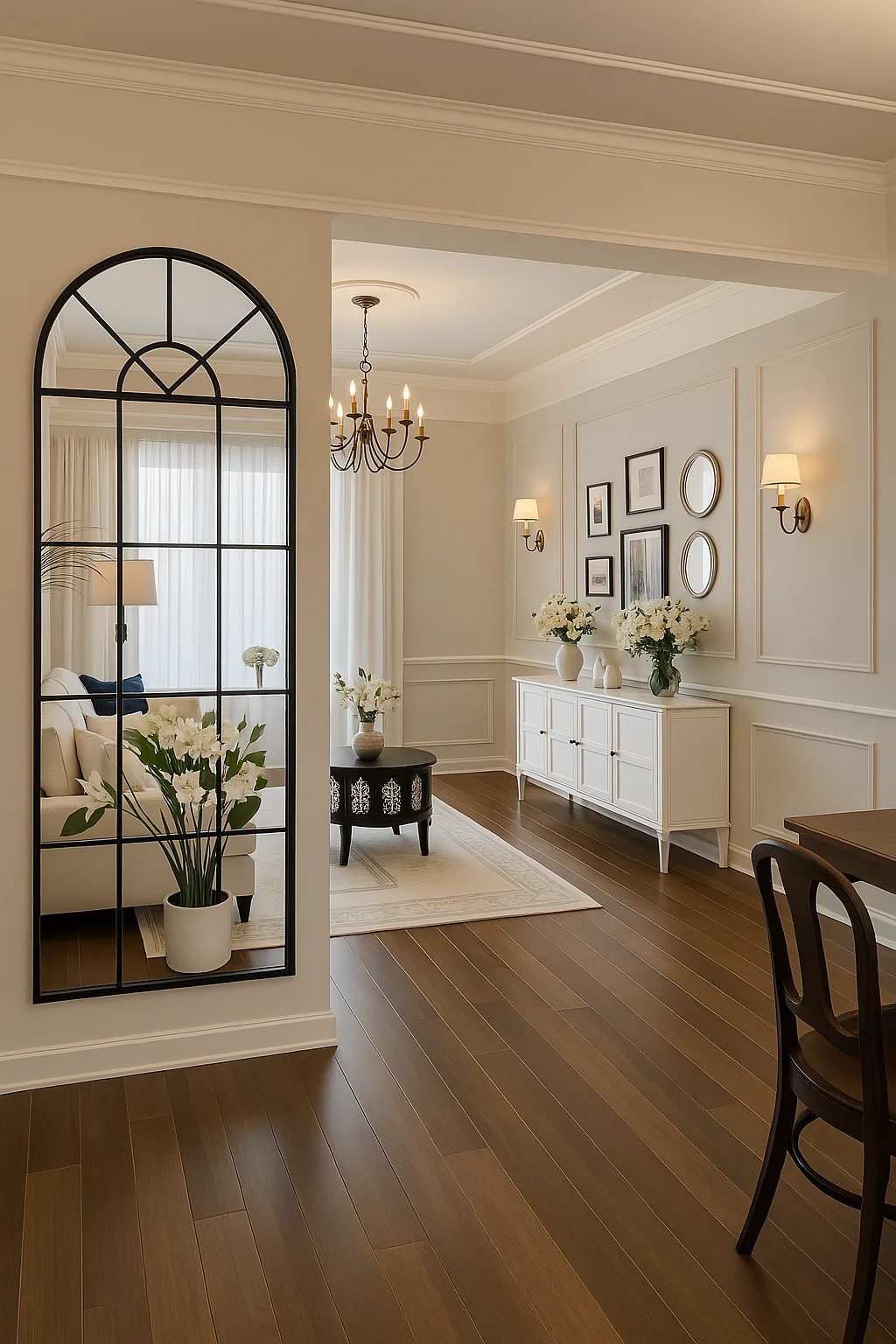 Decorative ceiling paneling and molding details